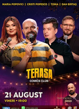 Stand-up cu Cristi Popesco, Toma, Maria Popovici și Dan Birtaș pe Terasa Comics Club!