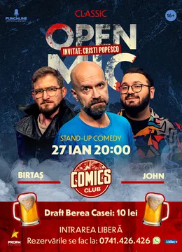 Stand-up Comedy OpenMic la ComicsClub - invitat Cristi Popesco!