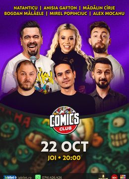 Stand-up cu Natanticu, Mălăele, Cîrje, Anisia, Alex Mocanu și Mirel Popinciuc la ComicsClub!