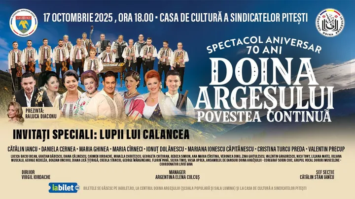 Pitesti: Spectacol aniversar Doina Argeșului – 70 ani. Povestea continuă