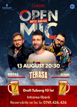 Stand-up Comedy OpenMic pe Terasa ComicsClub! (Invitat Radu Isac)!