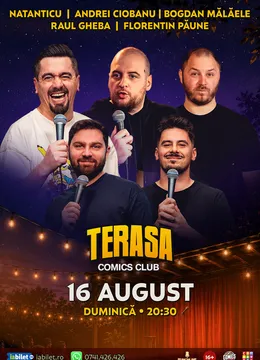 Stand-up cu Natanticu, Raul, Andrei Ciobanu, Bogdan Mălăele și Florentin Păune pe Terasa ComicsClub!