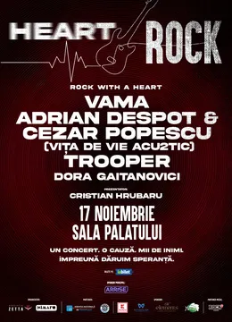 Concert caritabil HEART ROCK: Vama, Vița de Vie Acou2tic, Trooper și Dora Gaitanovici