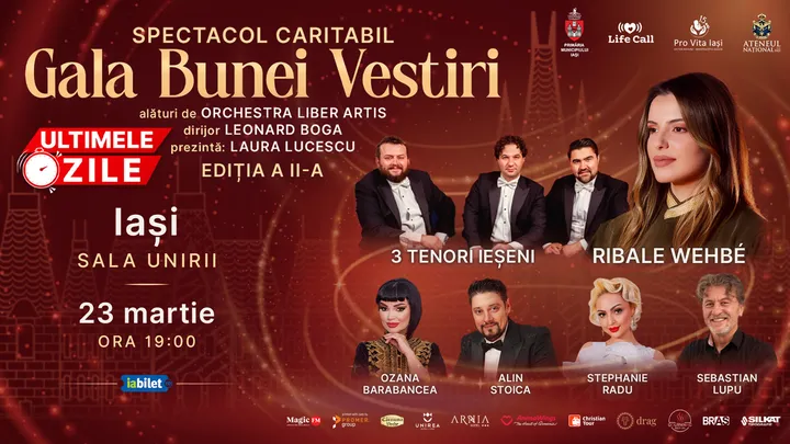 Iași: Ribale Wehbe & 3 Tenori Ieșeni la Gala Bunei Vestiri, spectacol caritabil