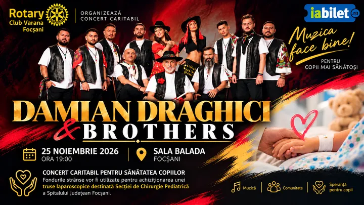 Focșani: Concert caritabil – Damian Drăghici & Brothers