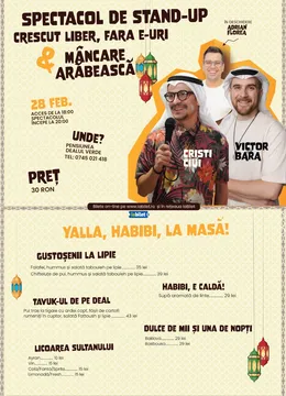 Porumbacu de Sus: Seara de stand-up comedy cu Victor Bara, Cristi Ciui, Adrian Florea & Mancare arabeasca