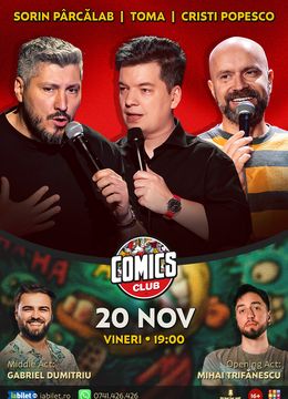 Stand-up cu Cristi Popesco, Toma, Sorin Pârcălab și Gabriel Dumitriu la ComicsClub!