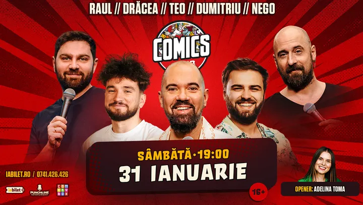 Stand-up cu Teo, Drăcea, Raul, Nego și Gabriel Dumitriu la ComicsClub!