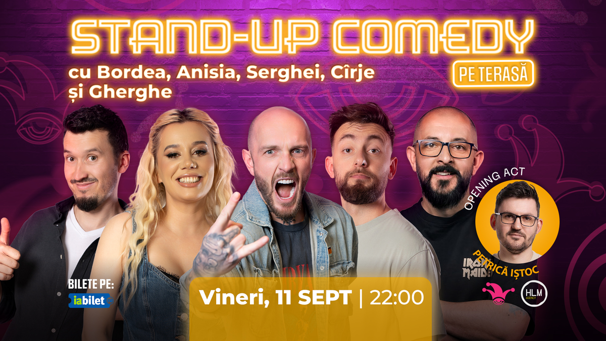 The Fool Terasa: Stand-up comedy cu Bordea, Gherghe, Anisia, Serghei și Mincu