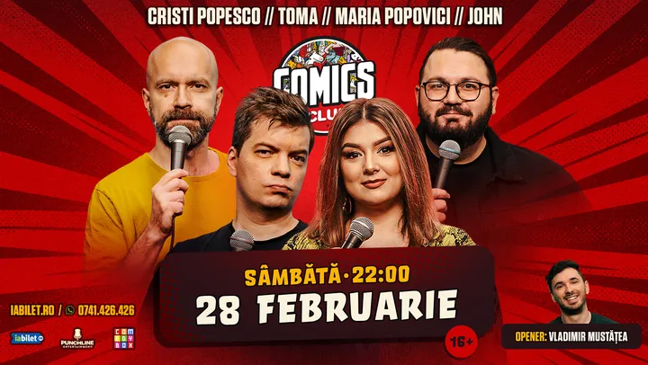 Stand-up cu Cristi Popesco, Toma, Maria Popovici și John la ComicsClub!