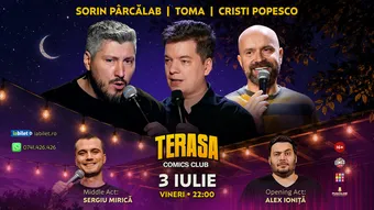 Stand-up cu Cristi Popesco, Toma, Sorin Pârcălab și Mirică pe Terasa ComicsClub!