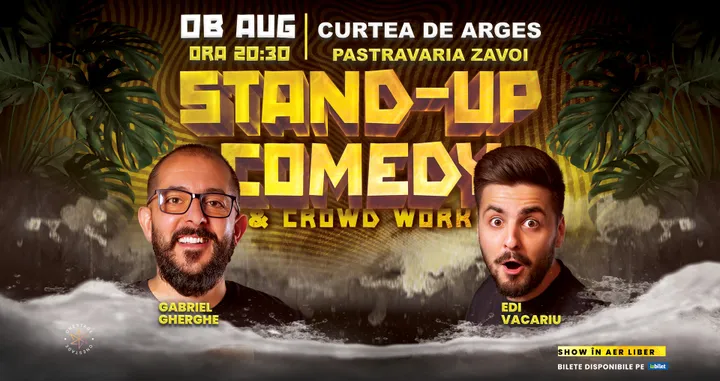 Curtea de Arges: Stand-Up & Crowdwork pe terasă cu Gabriel Gherghe și Edi Vacariu