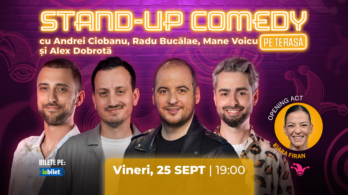 The Fool Terasa: Stand-up comedy cu Alex Dobrota, Bucălae, Mane Voicu și Andrei Ciobanu