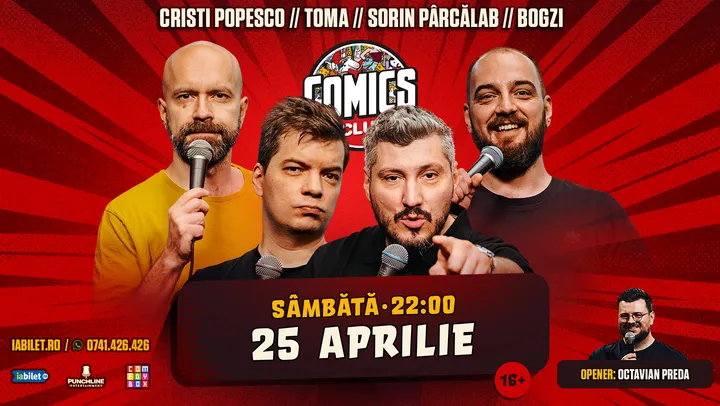 Stand-up cu Cristi Popesco, Toma, Sorin Pârcălab și Bogzi la ComicsClub!