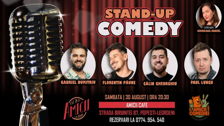 Popești-Leordeni: Stand-up Show cu Gabriel Dumitriu, Florentin Păune, Paul Lungu, Călin Gheorghiu și Georgiana Anghel