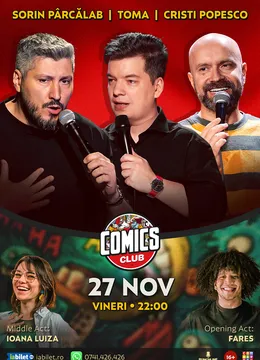 Stand-up cu Cristi Popesco, Toma, Sorin Pârcălab și Ioana Luiza la ComicsClub