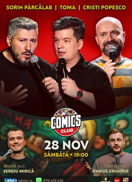 Stand-up cu Cristi Popesco, Toma, Sorin Pârcălab și Mirică la ComicsClub!