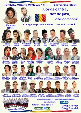 Pitești: Spectacol folcloric "Dor de țară, dor de cântec, dor de neam"