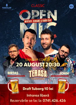 Stand-up Comedy Open Mic pe Terasa ComicsClub! - invitati Radu Isac si Serghei