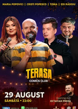 Stand-up cu Cristi Popesco, Toma, Maria Popovici și Dan Birtaș pe Terasa ComicsClub!