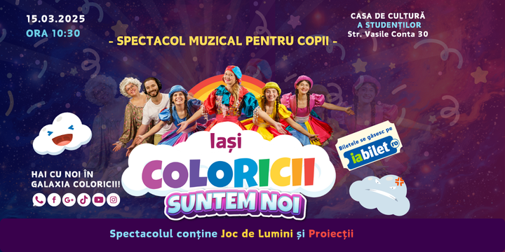 Iași: Coloricii suntem noi- Spectacol muzical pentru copii