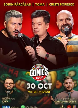Stand-up cu Cristi Popesco, Toma, Sorin Pârcălab și John la ComicsClub!