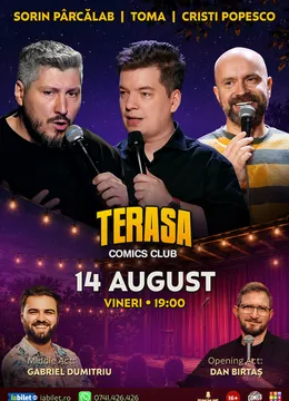 Stand-up cu Cristi Popesco, Toma, Sorin Pârcălab și Gabriel Dumitriu pe Terasa ComicsClub!