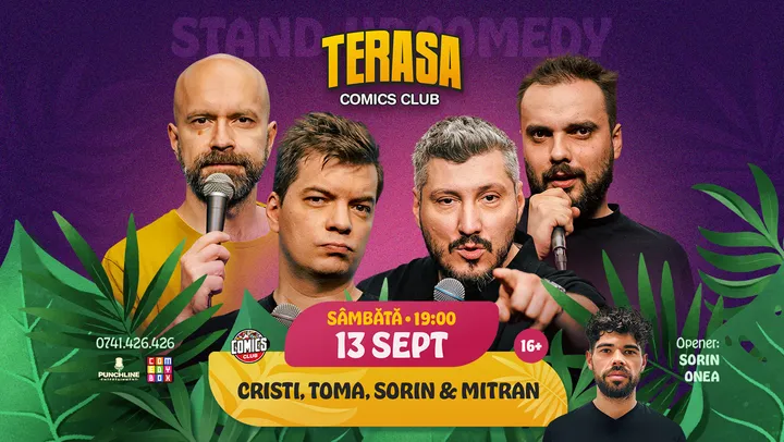 Stand-up Comedy cu Cristi, Toma, Sorin și Mitran pe Terasa ComicsClub!