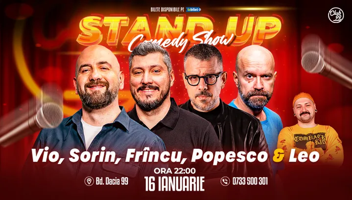 Stand-up Comedy cu Vio, Sorin Pârcălab, Frîncu, Cristi Popesco - Leo la Club 99