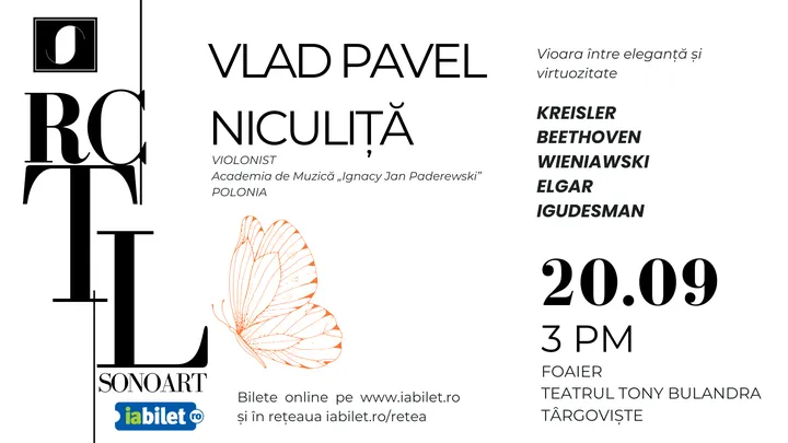 Targoviste: Recital SonoArt - Vlad Pavel Niculiță | Vioara între eleganță și virtuozitate
