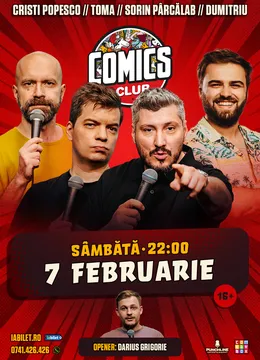 Stand-up cu Cristi Popesco, Toma, Sorin Pârcălab și Gabriel Dumitriu la ComicsClub!
