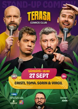 Stand-up Comedy cu Cristi Popesco, Toma, Sorin și Virgil pe Terasa ComicsClub!