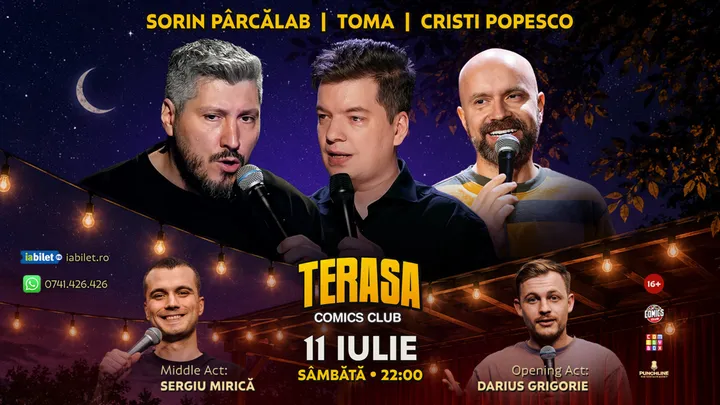 Stand-up cu Cristi Popesco, Toma, Sorin și Mirică pe Terasa ComicsClub!