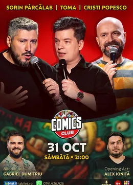 Stand-up cu Cristi Popesco, Toma, Sorin Pârcălab și Gabriel Dumitriu la ComicsClub!
