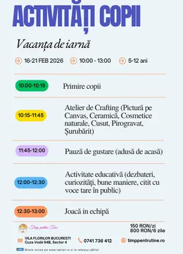 Activități copii în vacanța de iarnă