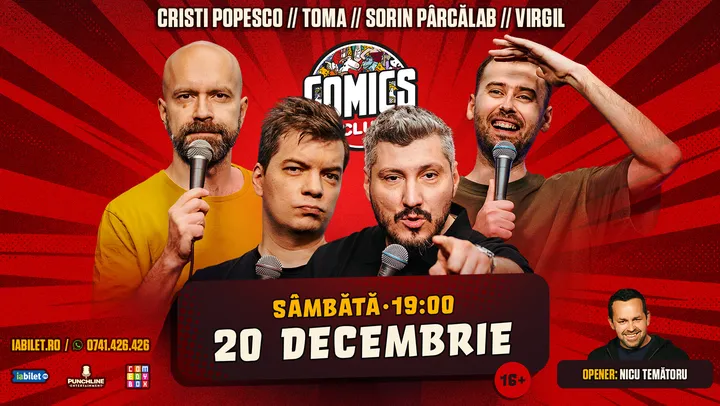 Stand-up cu Cristi Popesco, Toma, Sorin Pârcălab și Virgil la ComicsClub!