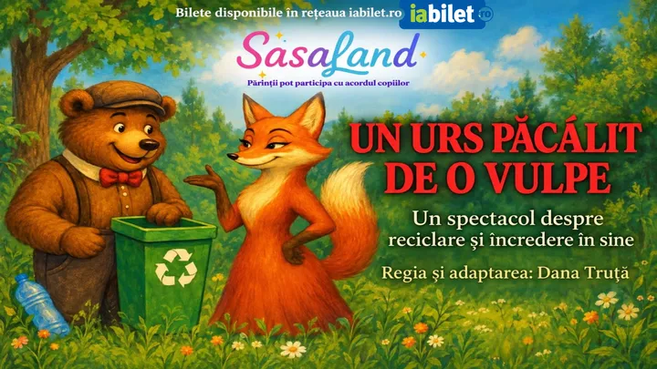 Un urs pacalit de o vulpe – o poveste în care și tu faci parte din spectacol!