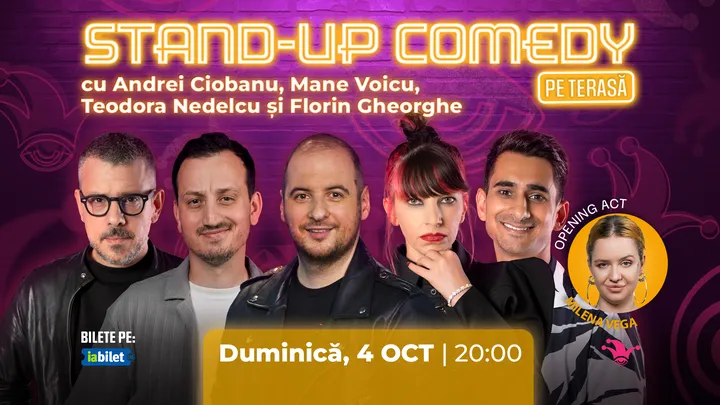 The Fool Terasa: Stand-up comedy cu Mane Voicu, Frînculescu, Andrei Ciobanu, Florin Gheorghe și Teodora Nedelcu
