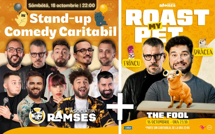 The Fool: Stand-up comedy caritabil - Asociația Ramses - cu: Drăcea, Cîrje, Cortea, Mincu, Frînculescu, Gherghe, Teodora, Geo Adrian, Gabriel Dumitriu și Edi Moise
