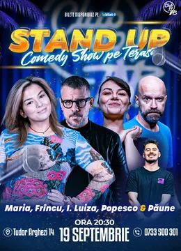 Stand Up Comedy cu Maria Popovici, Frîncu, Ioana Luiza, Popesco - Florentin Păune la Terasa TNB