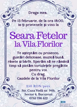 Seara Fetelor la Vila Florilor
