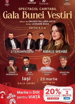 Iași: Ribale Wehbe & 3 Tenori Ieșeni la Gala Bunei Vestiri, spectacol caritabil