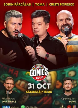 Stand-up cu Cristi Popesco, Toma, Sorin Pârcălab și Dan Birtaș la ComicsClub!