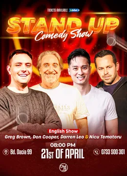English Stand Up Comedy with Greg Brown, Nicu Tematoru, Don Cooper & Darren Leo at Club 99
