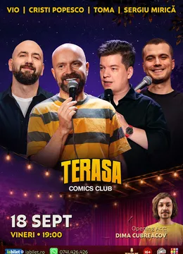 Stand-up cu Cristi Popesco, Toma, Vio și Mirică pe Terasa ComicsClub!