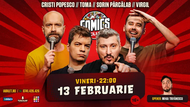 Stand-up cu Cristi Popesco, Toma, Sorin Pârcălab și Virgil la ComicsClub!
