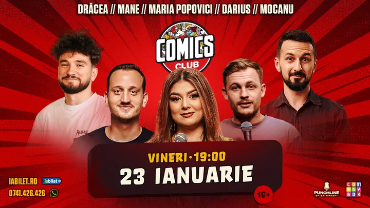 Stand-up cu Maria Popovici, Drăcea, Mocanu, Mane Voicu și Darius la ComicsClub!