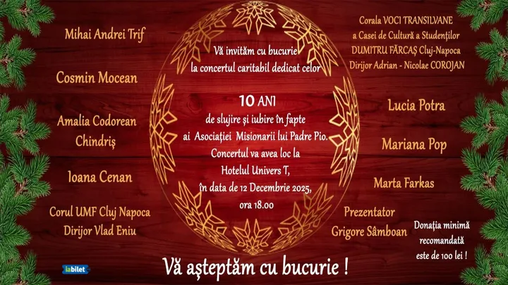 Cluj-Napoca: 10 ani de binecuvântări și sperante - Concert Caritabil de Colinde