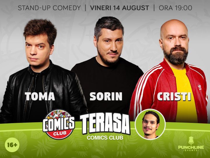 Stand-up cu Cristi, Toma și Sorin pe terasă la ComicsClub!
