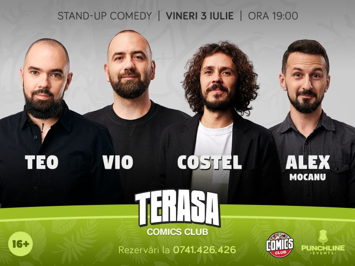 Stand-up cu Teo, Vio, Costel și Mocanu pe terasă la Comicsclub!